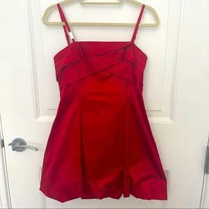 Red Karen Millen red satin mini bubble dress, size 8